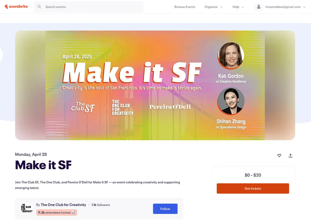 Make It SF Eventbrite page design