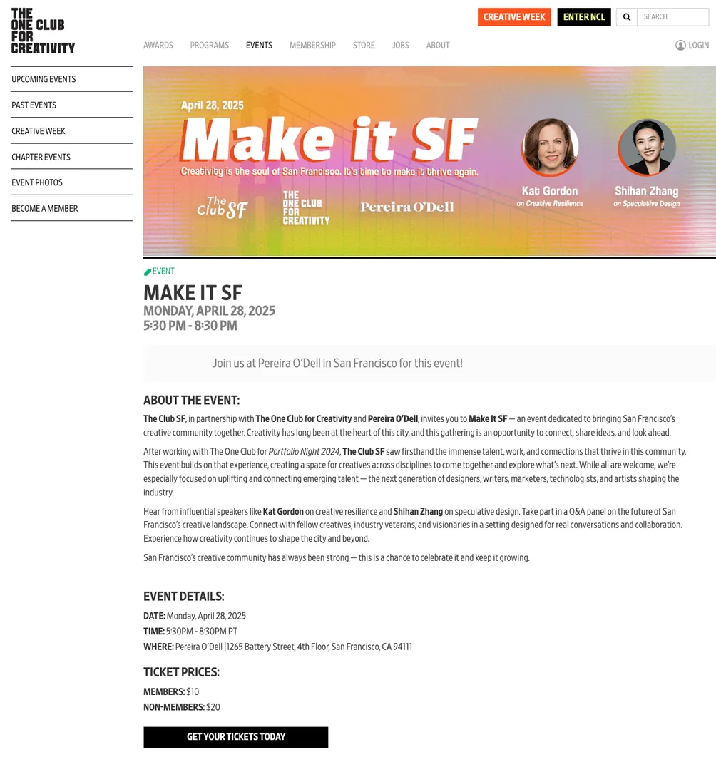 Make It SF feature on The One Club for Creativity website