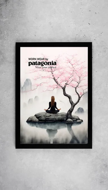 Patagonia poster in Chinese traditional watercolor style