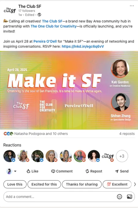 The Club SF social post